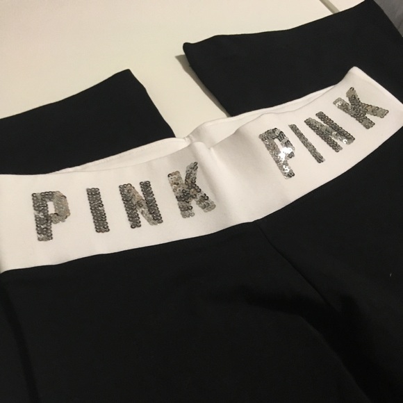 🆕VICTORIA’S SECRET PINK - BLACK BLING YOGA PANTS - Picture 6 of 11